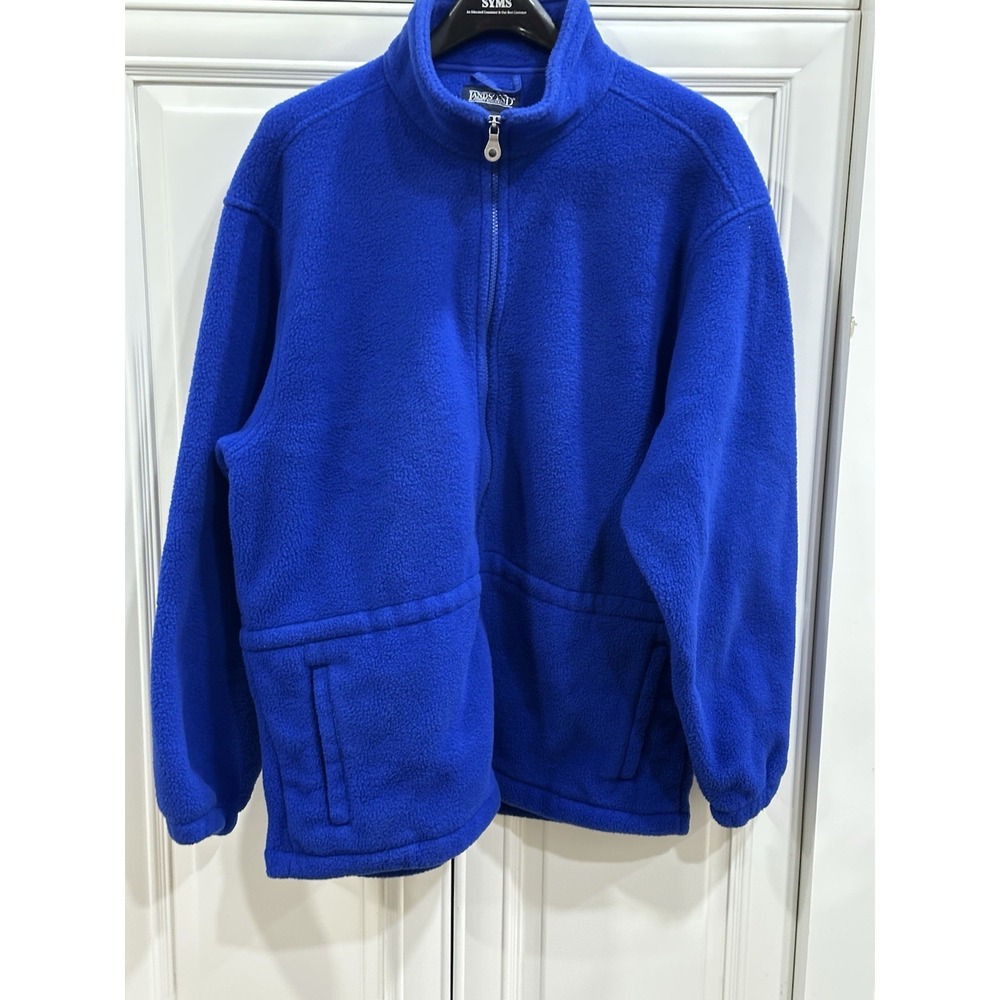 Vintage Lands End Mens Large Green Hunter Front Zip Fleece Polartec USA
